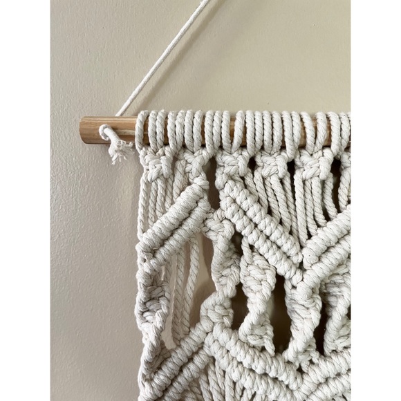 Boho Macrame Fringe Pocket Wall Hanging Cotton Natural Fiber Home Decor - Picture 6 of 10